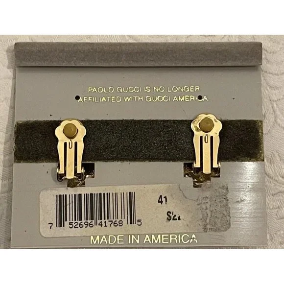 VTG. PAOLO GUCCI GOLD TONE CLIP ON EARRINGS - Picture 4 of 6